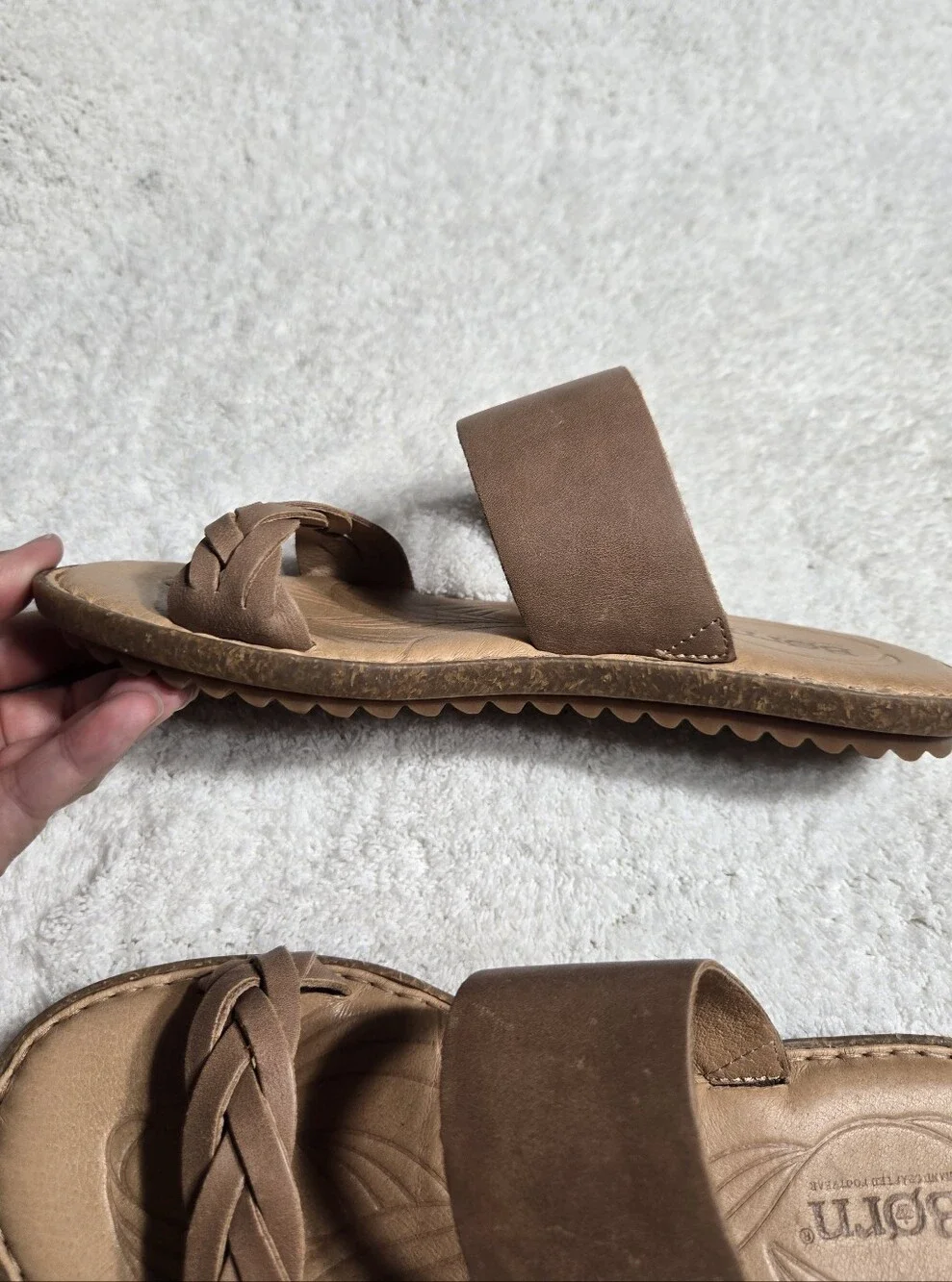 BORN Women Cherita Braided Strap Leather Slide Flat Sandal US 8 Like New